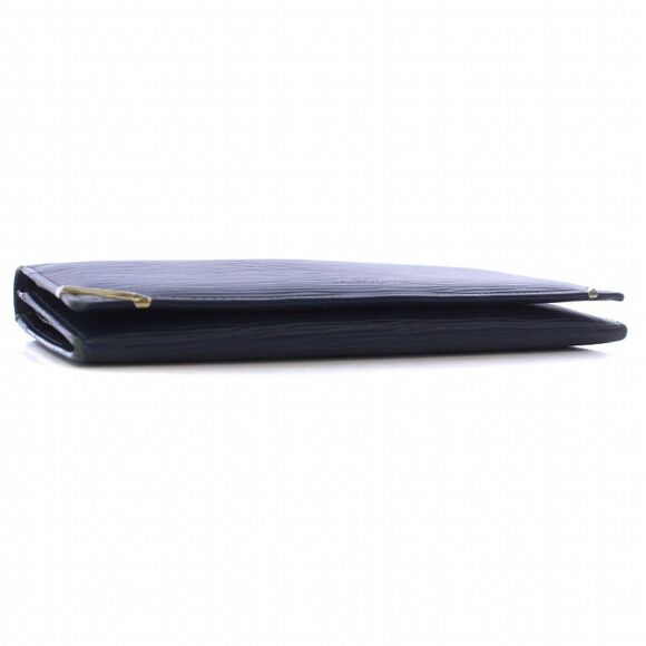 Valentino (Authentic) Navy Blue Epi Leather & Gold Accent Bi-fold Long Wallet - Picture 3 of 8